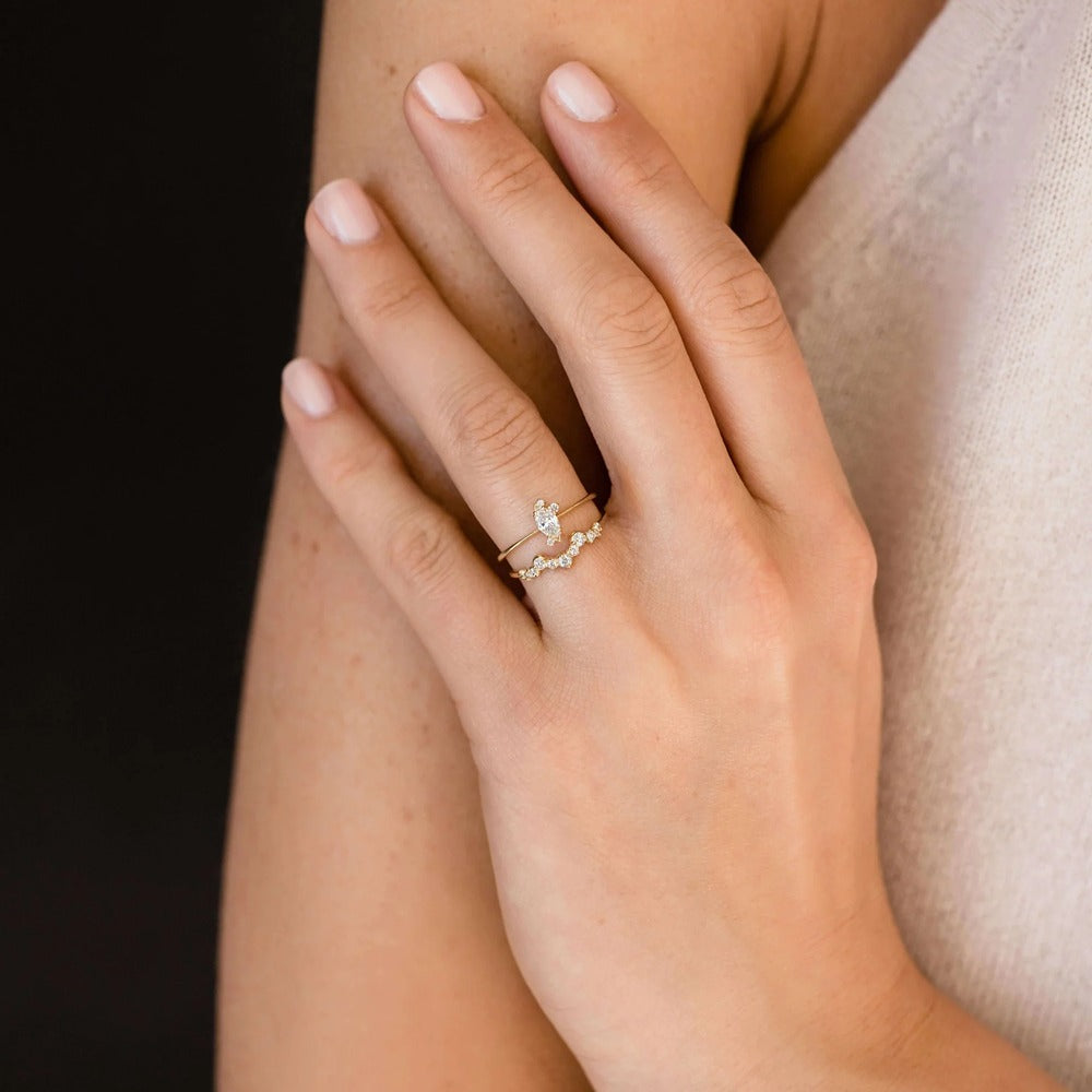 Moissanite Marquise Cut Cluster Style Wedding Ring