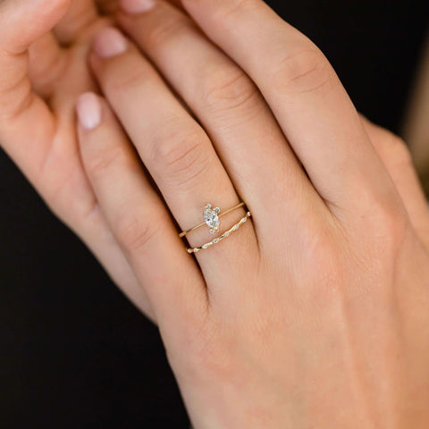 Moissanite Marquise Cut Cluster Style Wedding Ring