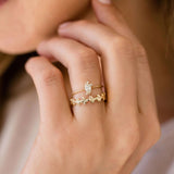 Moissanite Marquise Cut Cluster Style Wedding Ring