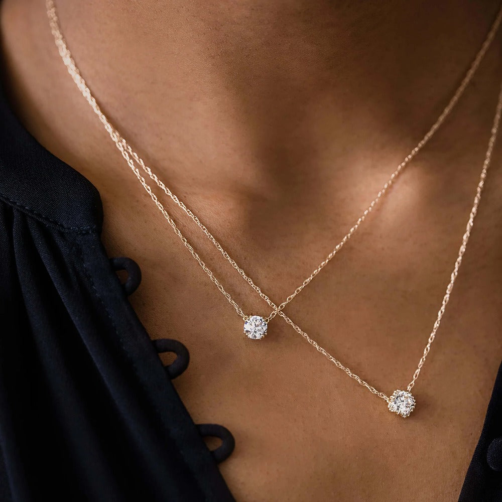 Round Cut Solitaire Moissanite Colorless  Pendant