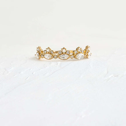 Marquise & Round Cut Moissanite Half Eternity Wedding Band