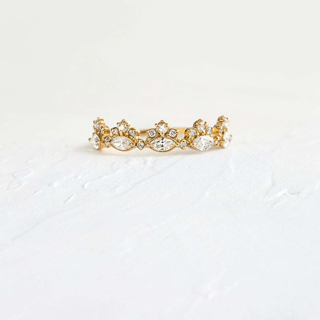 Marquise & Round Cut Moissanite Half Eternity Wedding Band