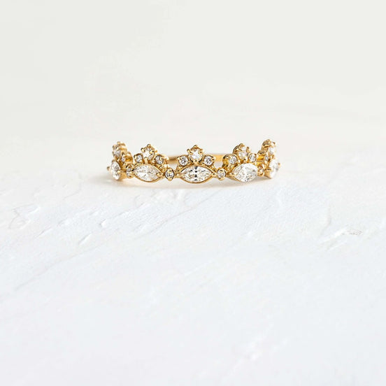 Marquise & Round Cut Moissanite Half Eternity Wedding Band