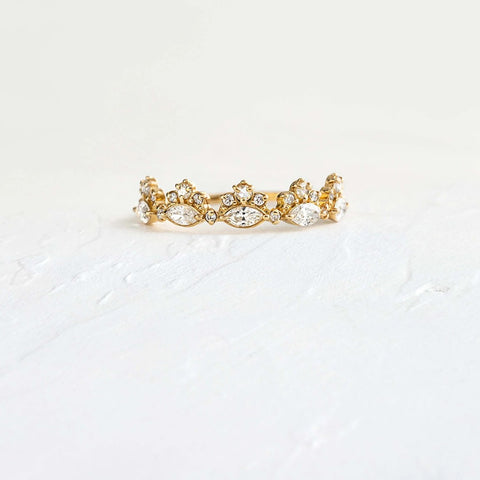 Marquise & Round Cut Moissanite Half Eternity Wedding Band