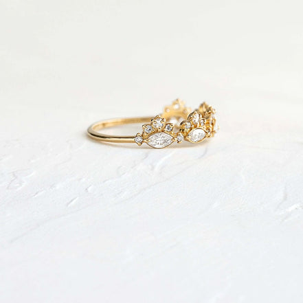 Marquise & Round Cut Moissanite Half Eternity Wedding Band