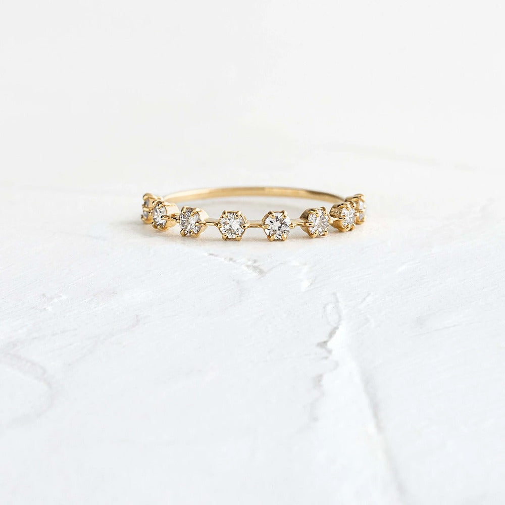 Moissanite Round Cut Half Eternity Band For Women