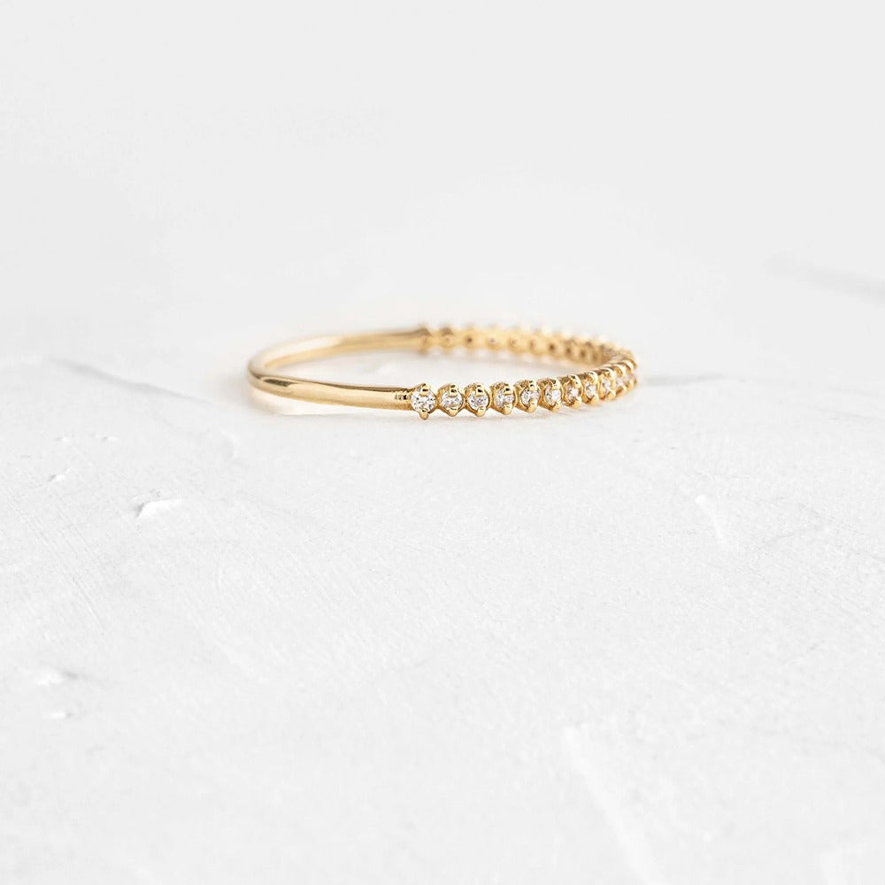 D Color Moissanite Round Cut Half Eternity Band