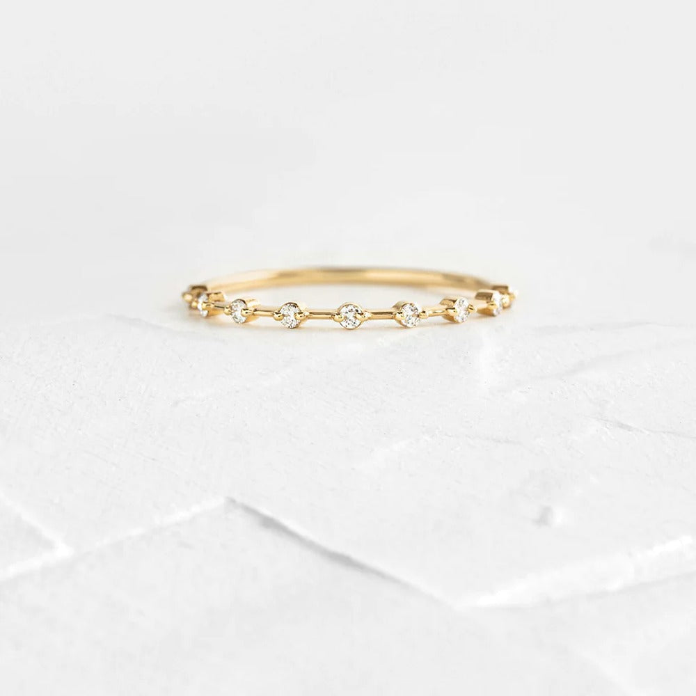 Round Cut Moissanite Half Eternity Wedding Band