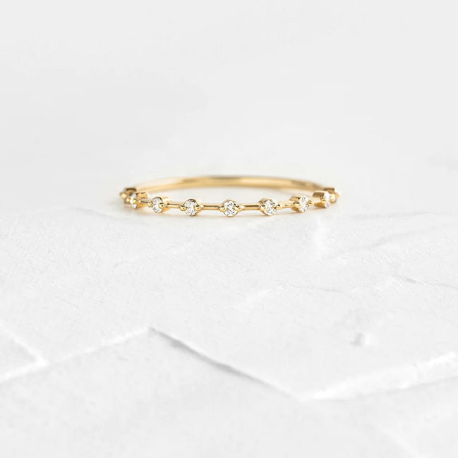 Round Cut Moissanite Half Eternity Wedding Band