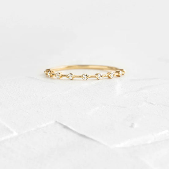 Round Cut Moissanite Half Eternity Wedding Band