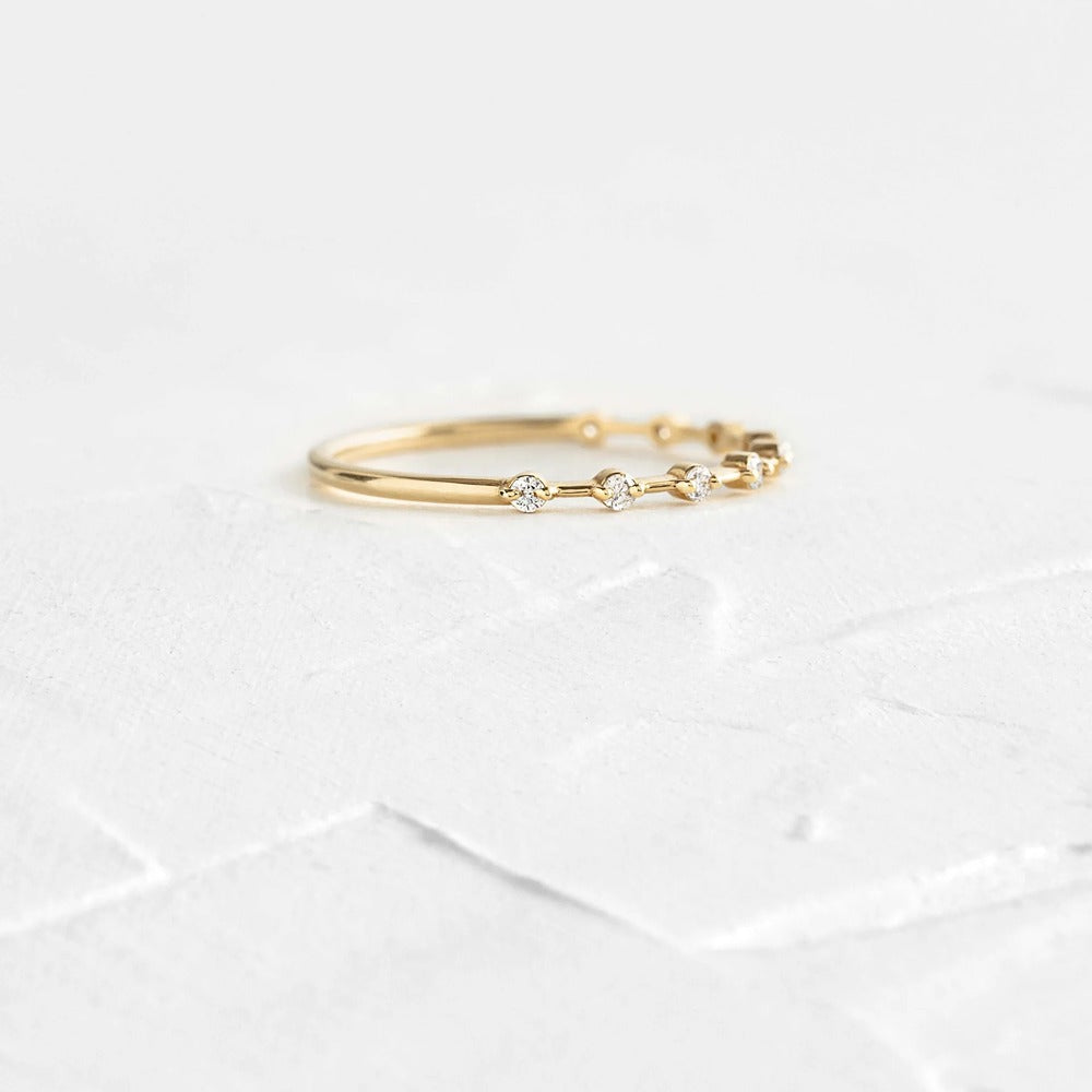 Round Cut Moissanite Half Eternity Wedding Band