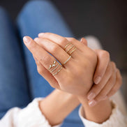 Marquise & Round Cut Moissanite Half Eternity Band