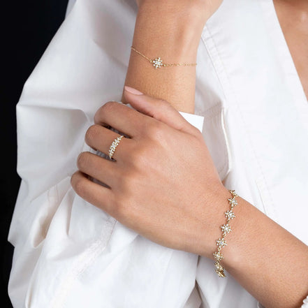Round Cut Moissanite Flower Shape Tennis Bracelet For Women