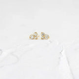 Round Cut Moissanite Three Stone Stud  Earrings For Women