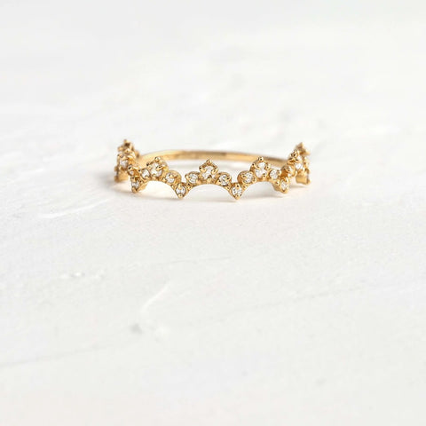 Round Cut Moissanite Unique Cluster Wedding Band