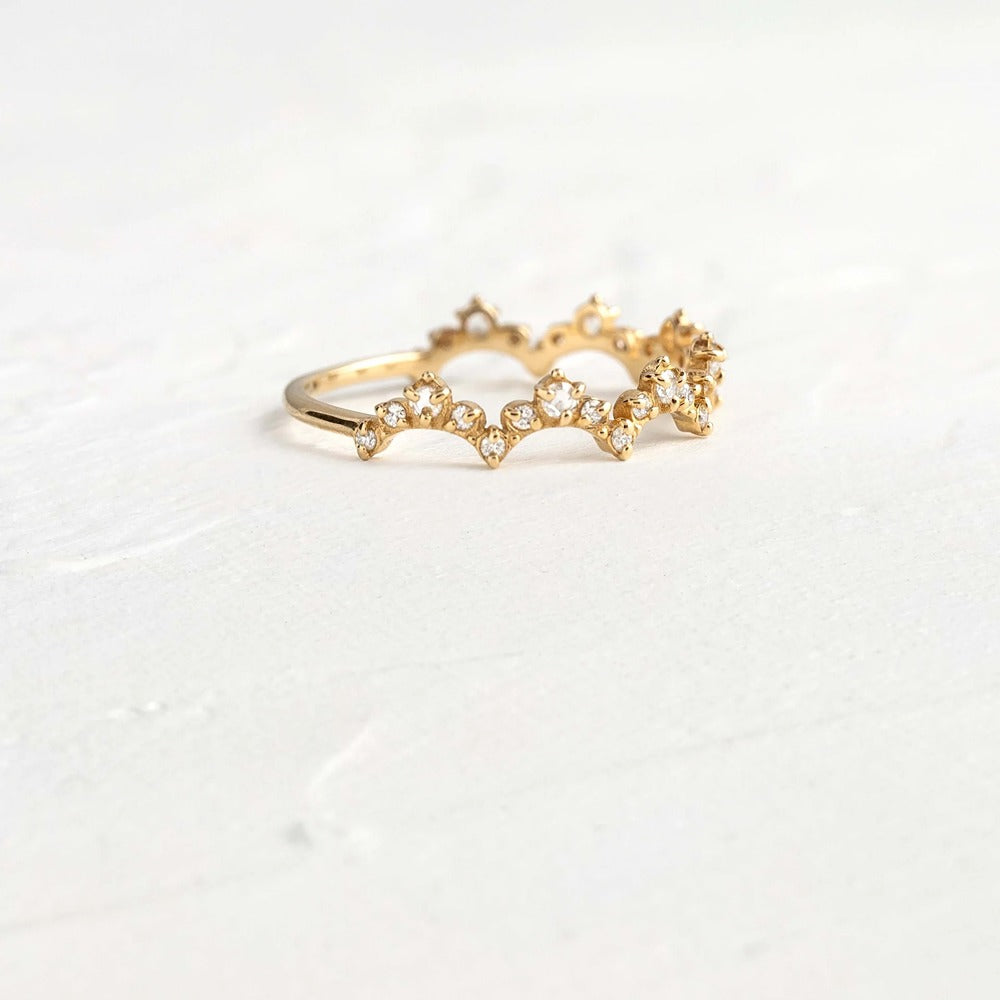 Round Cut Moissanite Unique Cluster Wedding Band