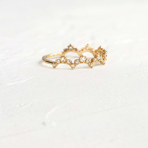 Round Cut Moissanite Unique Cluster Wedding Band