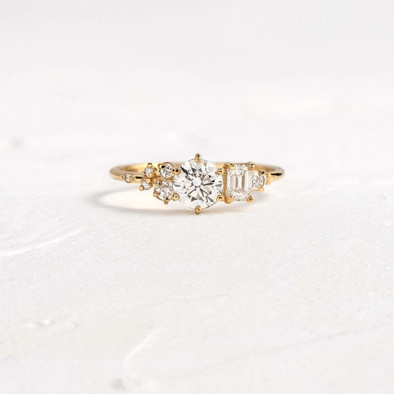 Round Cut Unique Moissanite Engagement Ring