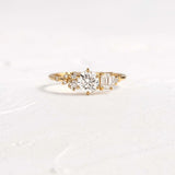Round Cut Unique Moissanite Engagement Ring