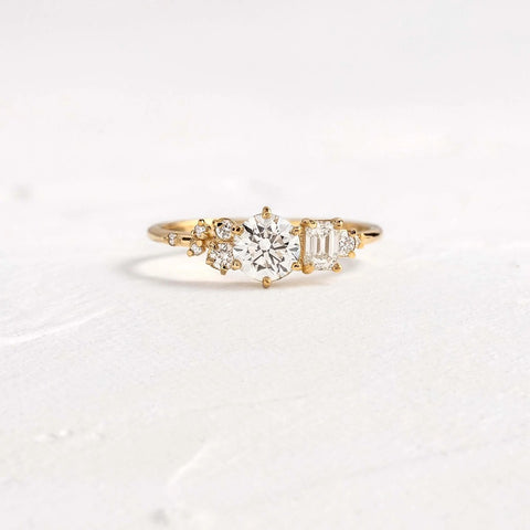 Round Cut Unique Moissanite Engagement Ring