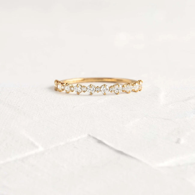 Colorless Moissanite Round Cut Half Eternity Band For Women