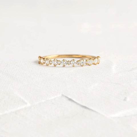 Colorless Moissanite Round Cut Half Eternity Band For Women