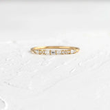 Moissanite Emerald & Round Cut Half Eternity Band For Women