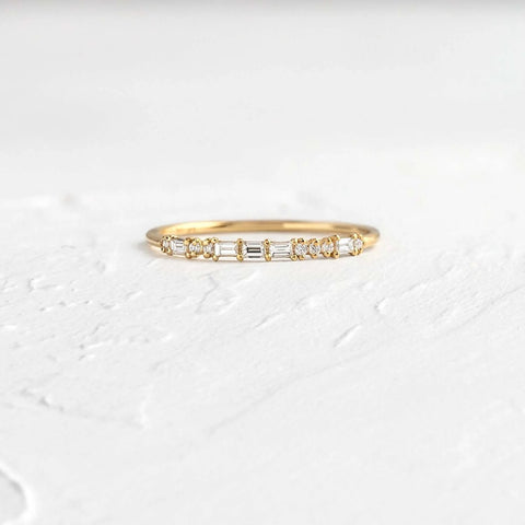 Moissanite Emerald & Round Cut Half Eternity Band For Women