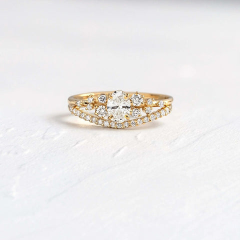 Moissanite Round Cut Curved Eternity Band