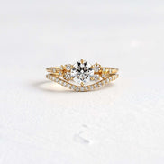 Moissanite Round Cut Curved Eternity Band