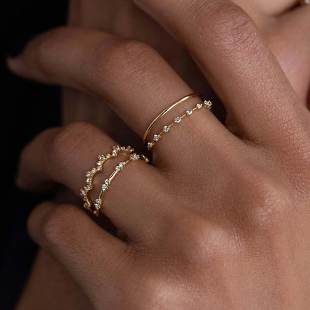 Round Cut Moissanite Unique Cluster Wedding Band