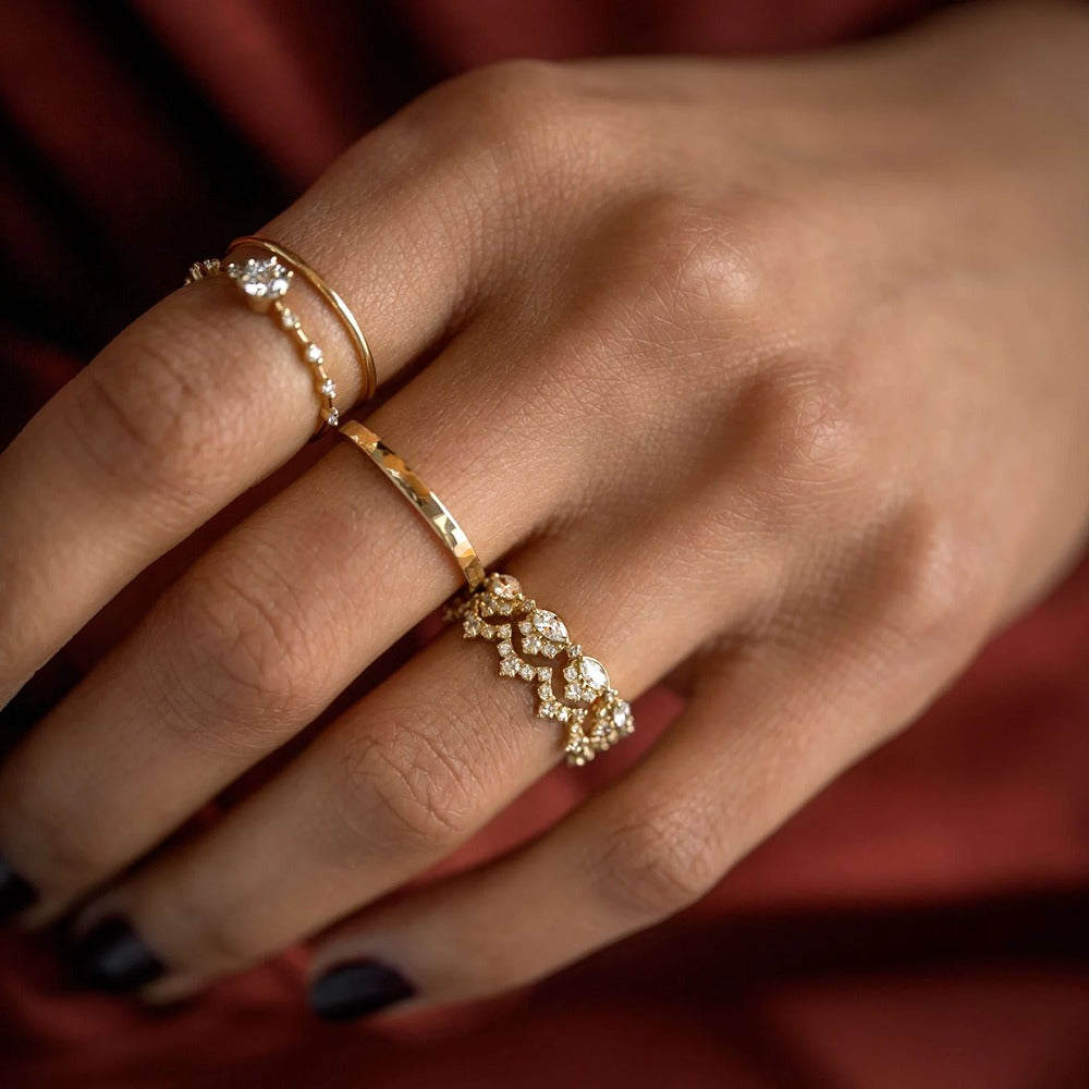 Marquise & Round Cut Moissanite Half Eternity Wedding Band