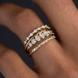 Moissanite Emerald & Round Cut Half Eternity Band For Women