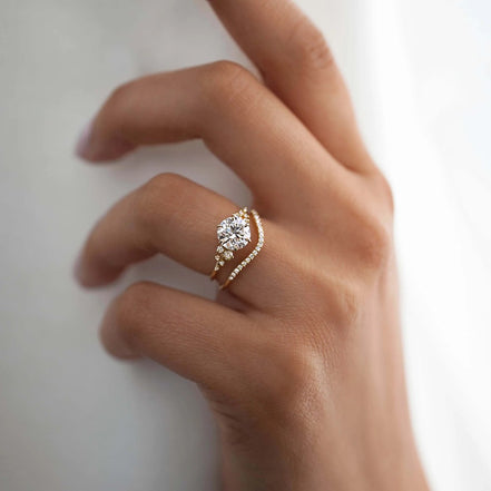 Moissanite Round Cut Curved Eternity Band