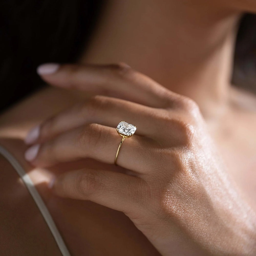 Cushion Cut Moissanite Solitaire Engagement Ring