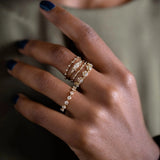 Marquise & Round Cut Moissanite Half Eternity Wedding Band
