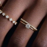 Round Cut Hidden Halo Moissanite Engagement Ring