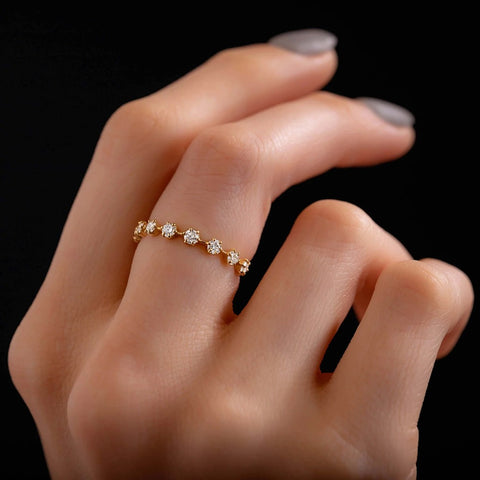 Moissanite Round Cut Half Eternity Band For Women