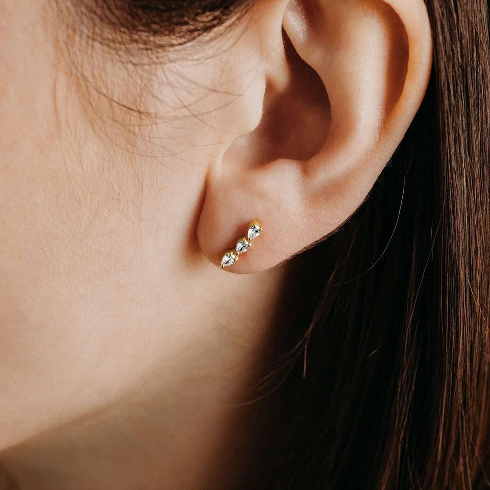 Moissanite Pear Cut Stud Push Back Earring