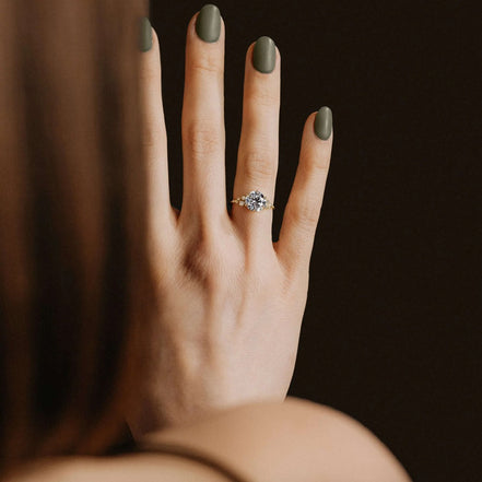 Round Cut Unique Moissanite Engagement Ring