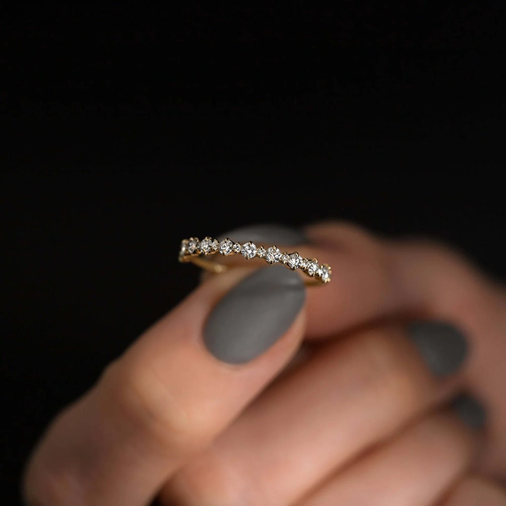 Colorless Moissanite Round Cut Half Eternity Band For Women