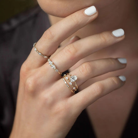 Moissanite Pear Cut Eternity Wedding Band