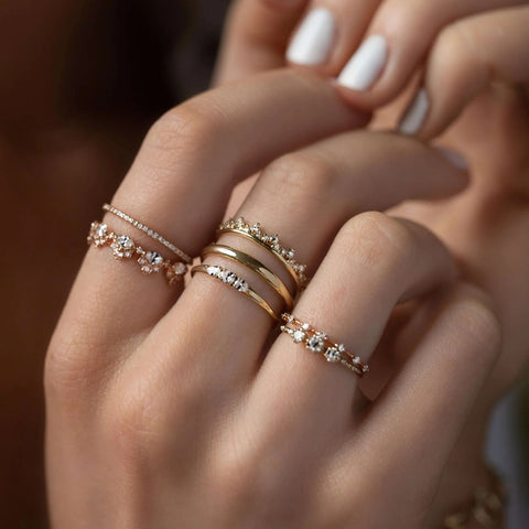 Round Cut Moissanite Crown Half Eternity Wedding Band