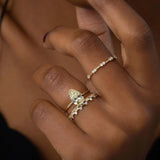 Round Cut Moissanite Crown Half Eternity Wedding Band