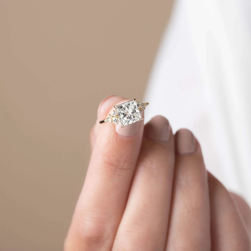 Princess Cut Vintage Moissanite Engagement Ring