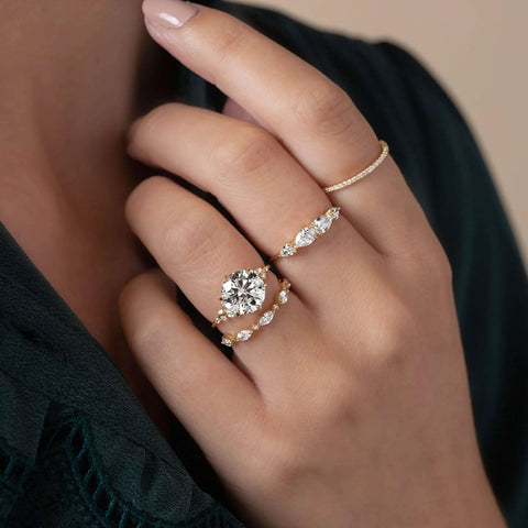 Round Cut Unique Moissanite Engagement Ring