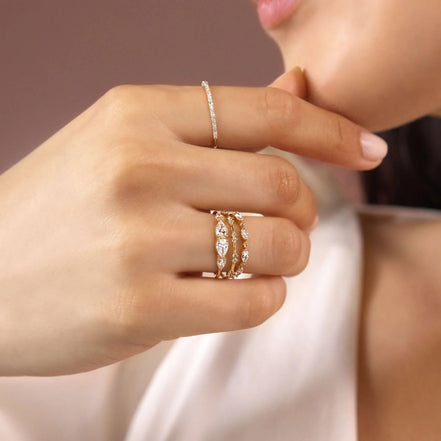Moissanite Pear Cut Eternity Wedding Band
