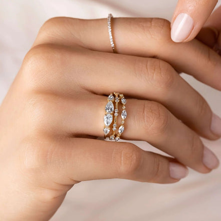 Moissanite Pear Cut Eternity Wedding Band