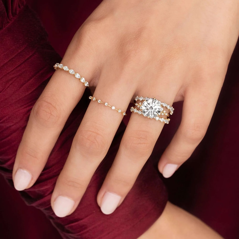 Moissanite Colorless Pear Cut Eternity Band For Women