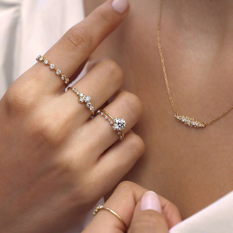 Moissanite D Color Round Cut Unique Band For Women